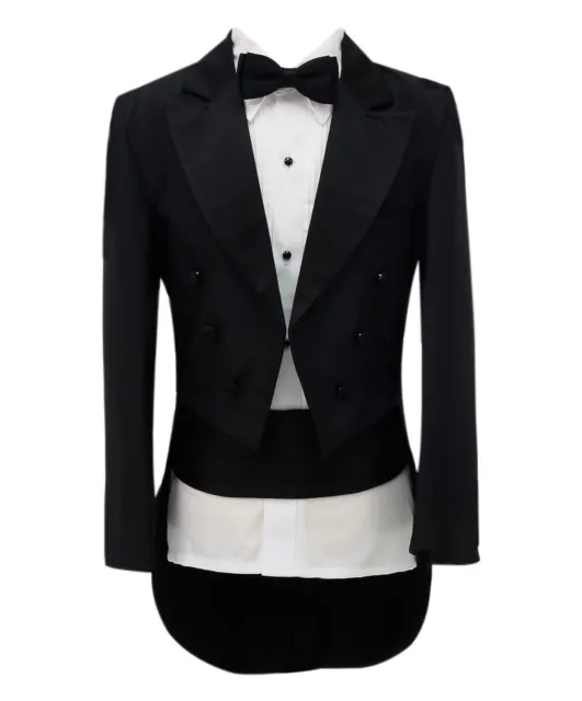 Baby  Boys Tuxedo Morning Tail Suit Black 5 Piece Wedding Pageboy Formal Set