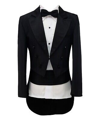 Baby & Boys Tuxedo Tail Suit in Black 5 PCS Christening Wedding Pageboy Dinner