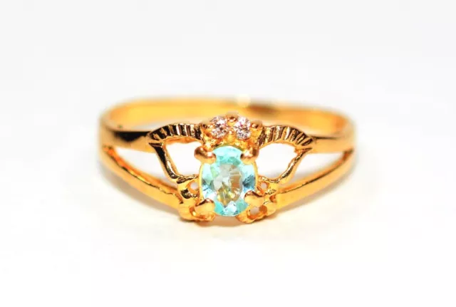 Natural Paraiba Tourmaline Ring 18K Solid Gold .33ct Solitaire Ring Women's Ring