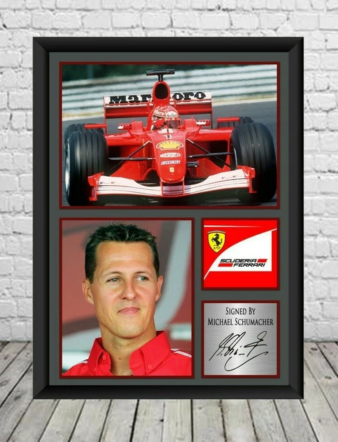 Photo Dédicacée De Michael Schumacher – Avec Présentoir, Neuve