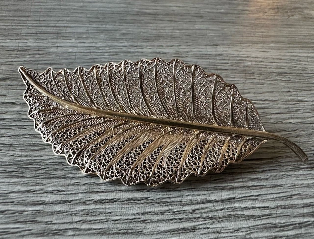 Broche Ancienne En Argent Massif Style Fleur Filigrane - Occasion Vintage Pour Collection Ou Bijou