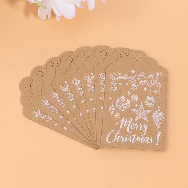 50 pz Bellissima Etichetta Regalo Vacanze Appesa Carta Kraft di Natale Vintage
