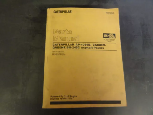 Caterpillar CAT AP-1050B  Barber-Greene BG-245C Asphalt Pavers Parts Manual