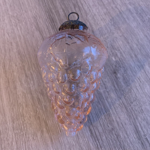 ANCIENNE BOULE DE Noël grappe de raisin en verre soufflé Artisanale EUR