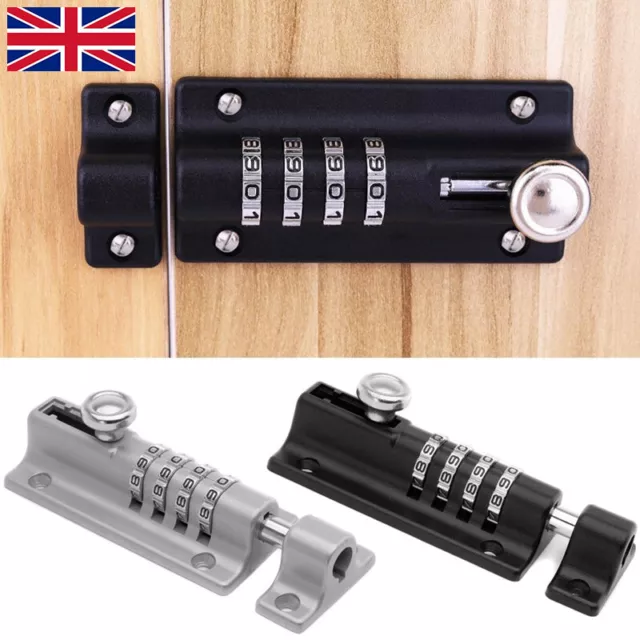 Heavy Duty 4 Digit Combination Slide Keyless Lock Security Pad Door Shed Gate