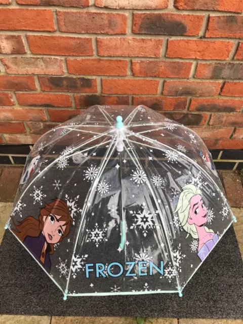 Girls Transparent Dome Umbrella Frozen Elsa Olaf Anna,