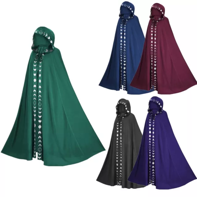 Unisex Adult Wizard Hooded Cape Medieval Renaissance Long Cloak Cosplay Costume
