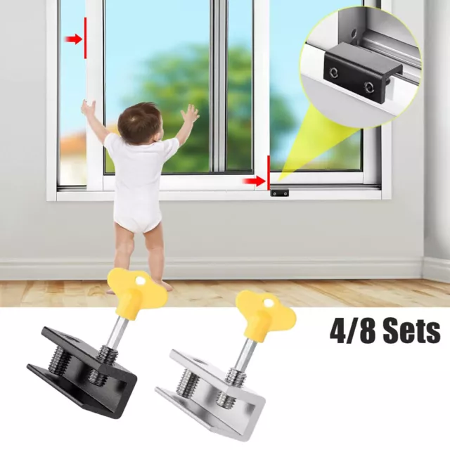 1/4/8PCS Adjustable Door Window Locks with Hex Key Childproof Safety for Bedroom