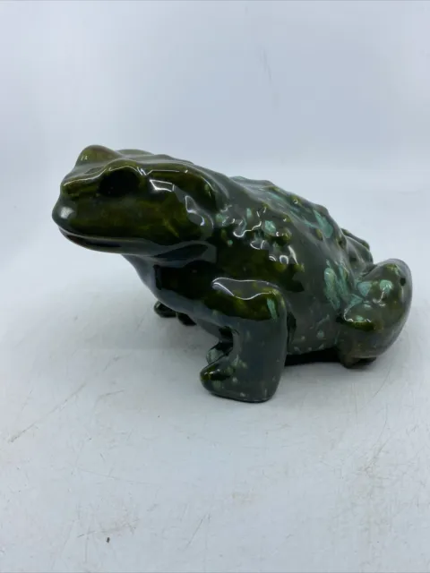 Vtg Ceramic Frog Blue Green Drip Glaze Arnels Style