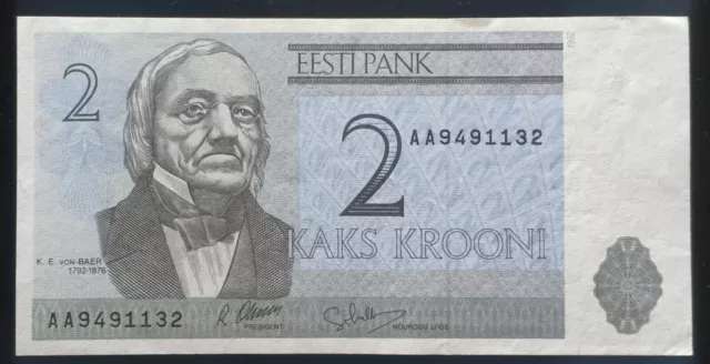 BY35- Estonia 1992 2 Kroon Note P-70a a-UNC Prefix: AA