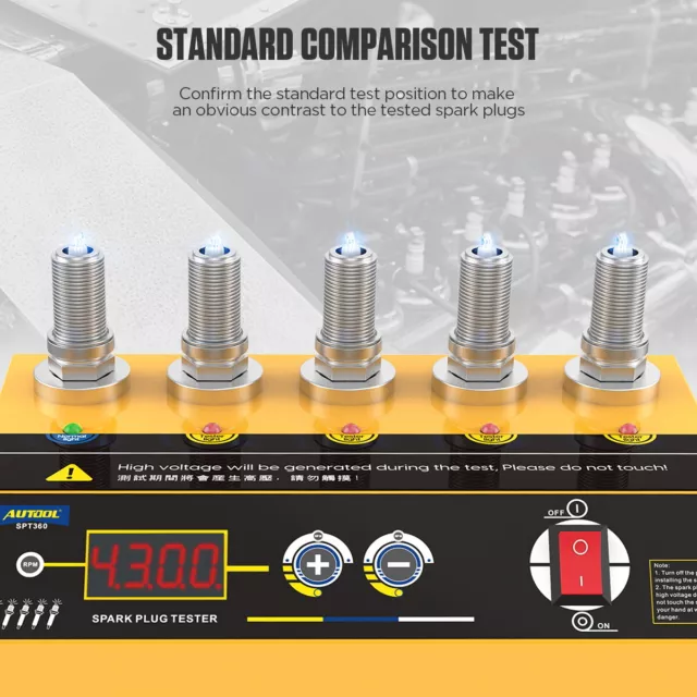 Car Spark Plug Tester Digital Ignition Spark Plug Analyzer 5-Holes 220V 9000RPM 3