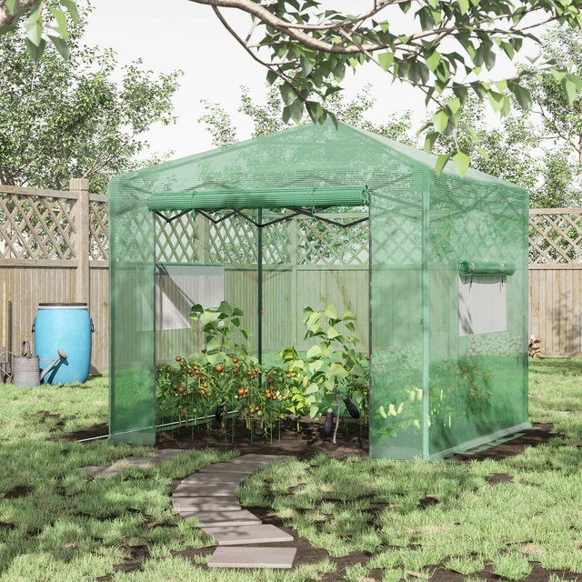 Outsunny Mini-Gewächshaus 100x80x150 Cm – Mit 4 Regalen, Aufrollbarer Tür & Belüftung, Für Balkon & Garten