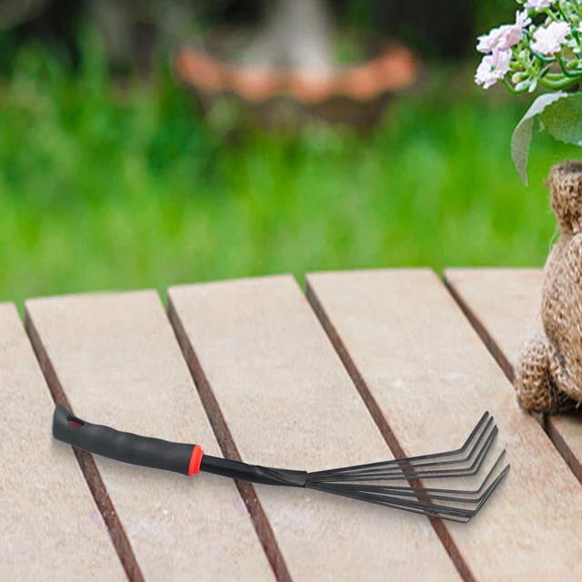 Rastrello Da Giardino Manuale A 3 Punte – Piccolo Attrezzo In Acciaio Inox Per Aiuole E Bonsai, Con Impugnatura Ergonomica, Lunghezza 23 Cm