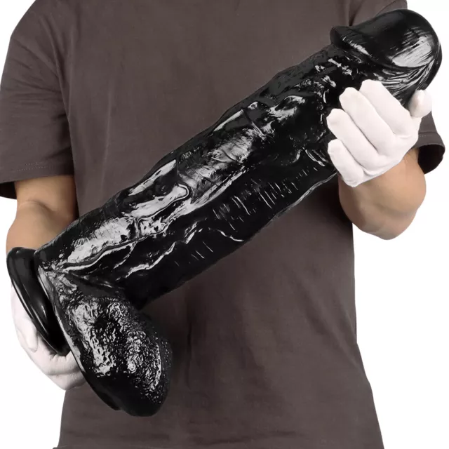 Big-Huge-Black-Dildo 18" Inch-Realistic-Penis-Adult-Sex-Love-Toys-For-Women Male 2