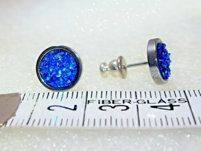 Everyday Sparkly Cobalt Blue Resin Stud Earrings 3