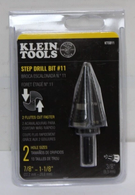 Klein Tools KTSB11 ~ 1.125 in. High Speed Steel Double Flute Step Drill Bit