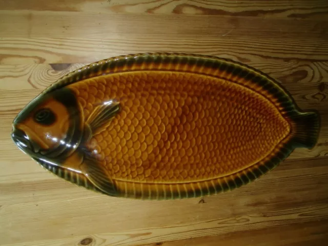Sarreguemines France Keramik Fischteller -Speiseteller Fischplatte Service braun