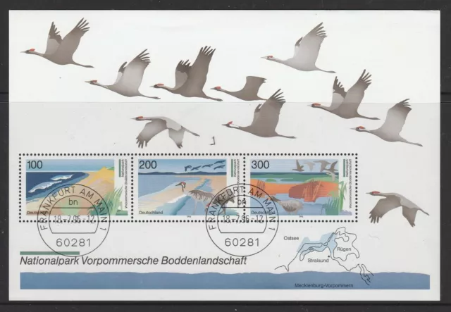 GERMANY - 1996 Pomerania NATIONAL PARK Birds  minisheet VFU