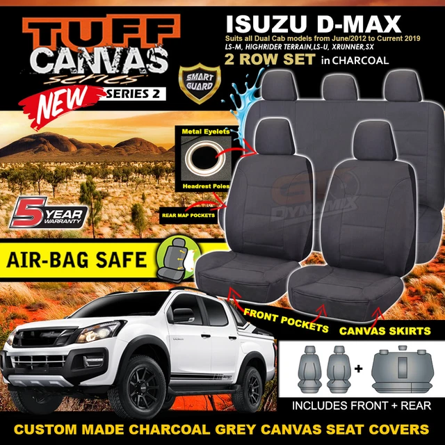 TUFF CANVAS CHARCOAL Seat Covers Isuzu DMAX Dual Cab LSU 2ROW 6/2012
