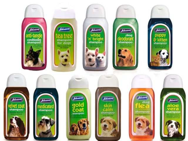 Johnsons Dog shampoo range of 200 ml bottles