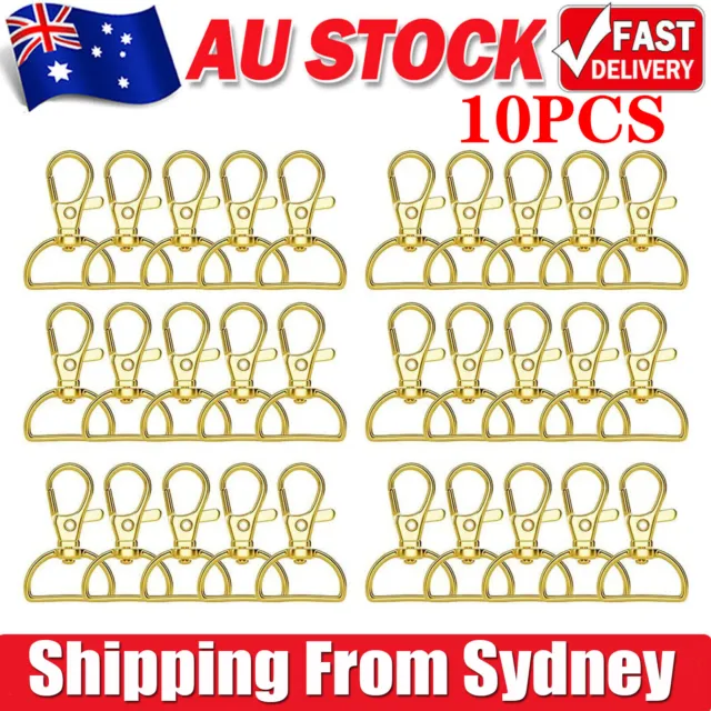 10PCS Gold Swivel Lobster Clasps Trigger Clips Clasp Snap Hook Key Chain Ring AU