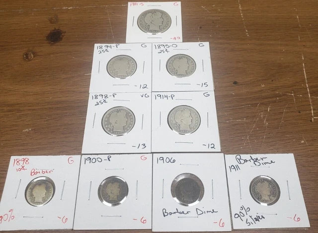Barber Coin Lot Half,Quarters,Dimes **Nr**