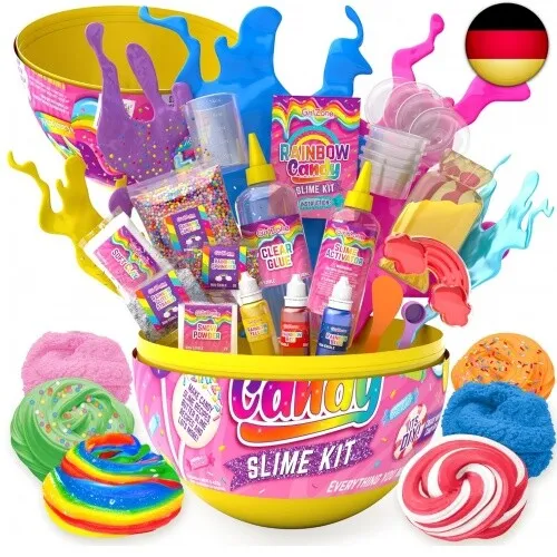 GirlZone Geshenke für Mädchen Rainbow Egg Candy Slime Kit, Schleim-Set zum S