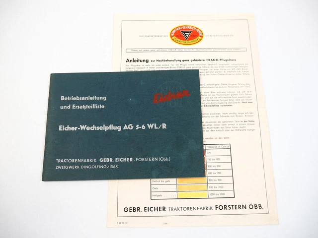 Zahnradfabrik Passau A-5/5 & A-5/6 Traktor Bedienungsanl Zahnradfabrik Passau A-5/5 & A-5/6 Traktor Bedienungsanl