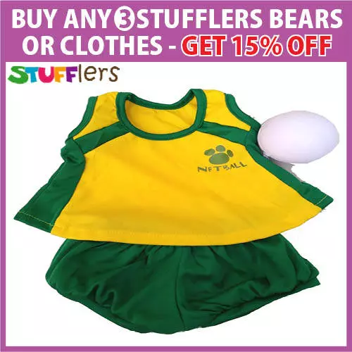 Netball Clothing Outfit by Stufflers – Will fit on a Build a bear