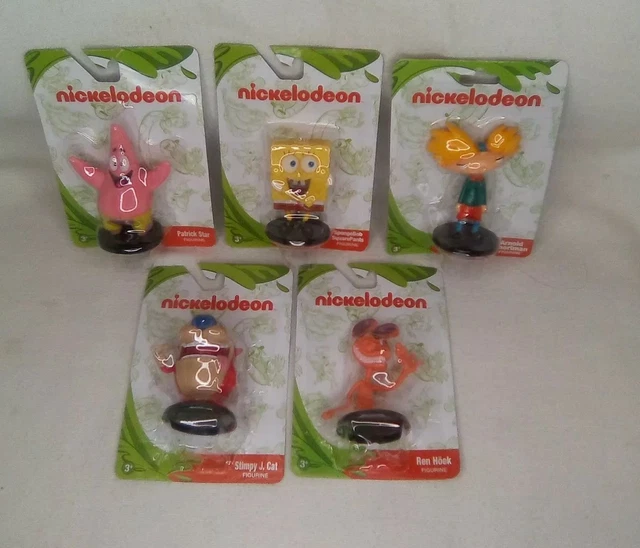 Nickelodeon Mini Figurines Set  of 5 - Retro Cake Topper - SpongeBob Ren Stimpy