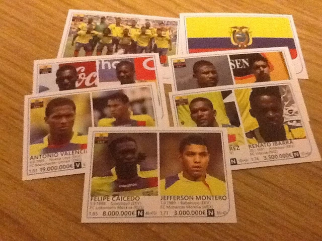 7 x Ecuador Rafo World Cup Brazil 2014 football stickers - all different