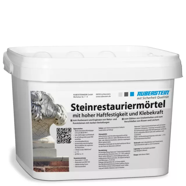 Ruberstein®  Steinrestauriermörtel in 24 verschiedenen Farben 5 kg im Eimer