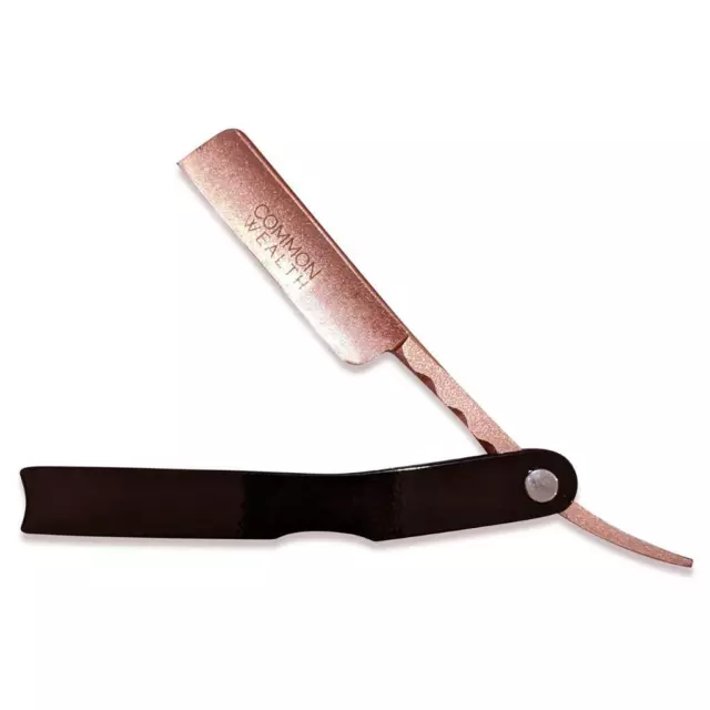 Common Wealth CutThroat Razor Straight Edge Steel Barber Shaving Knife Rose Gold