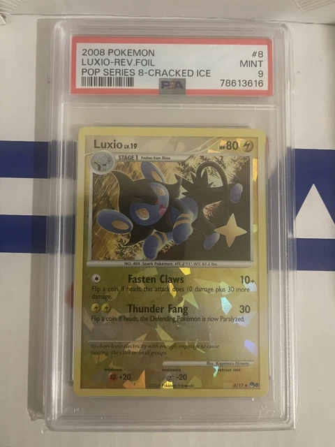 PSA 9 LUXIO 8/17 CRACKED ICE HOLO POP Series 8 2008 Pokemon Card MINT