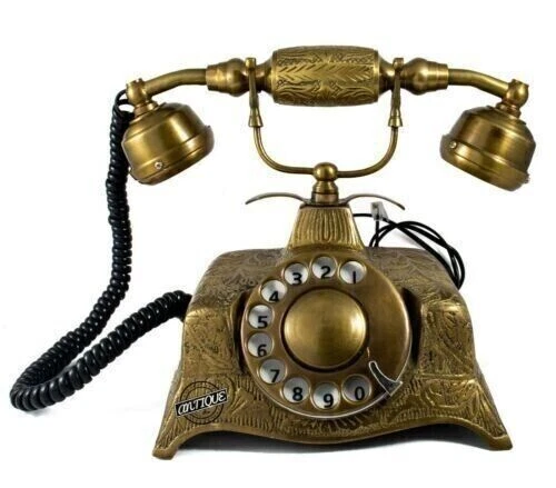 Antiguo dial giratorio teléfono victoriano latón antiguo teléfono retro...