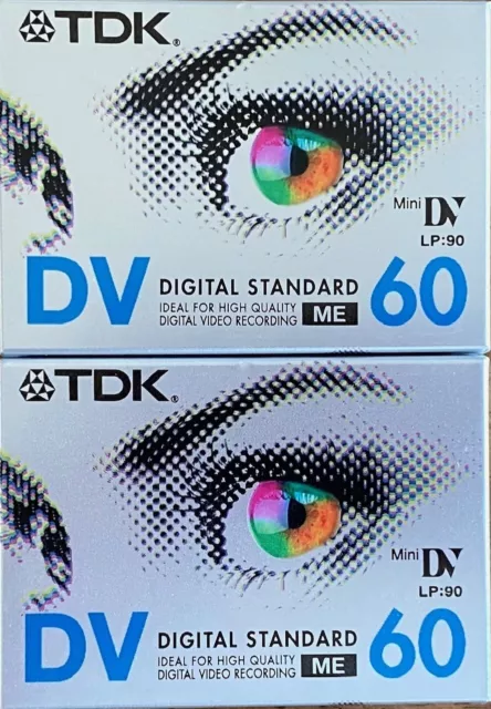 2 Cassettes  k7  MiniDV Mini Dv TDK 60 minutes neuves