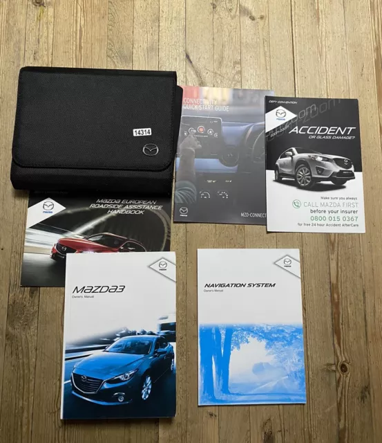 13-16 MAZDA 3 OWNERS HANDBOOK MANUAL + NAVIGATION AND WALLET Print 2014 Ref14314