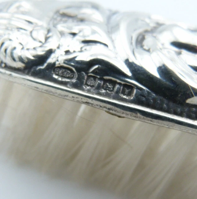Solid Silver Clothes Brush  Green Man 1973 Bicentenary Birmingham Assay Office