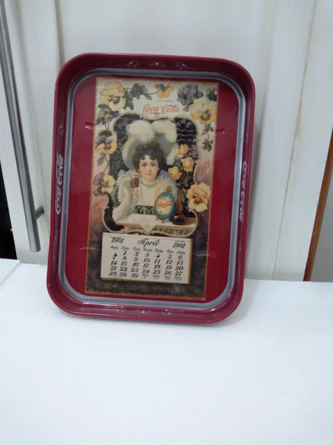 Coca-Cola vassoio rettangolare 20x28 cm Calendario Aprile 1901 da collezione