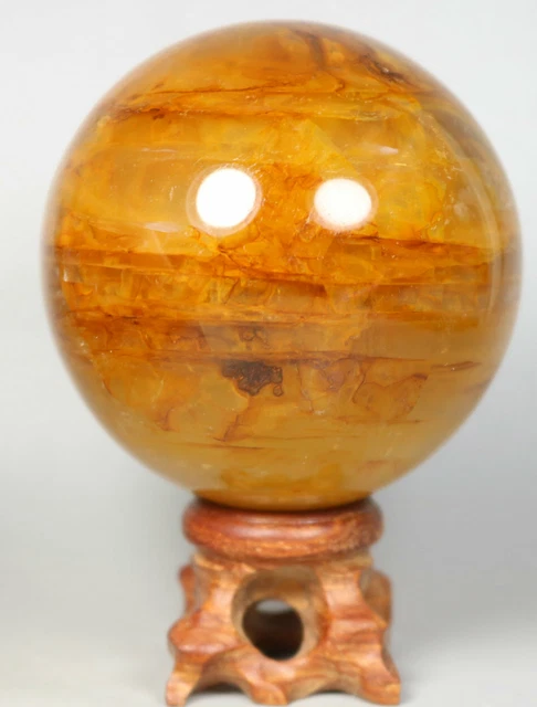 NATURAL Yellow PHANTOM MULTI-INCLUSIONS Rainbow CRYSTAL Polishing Sphere Ball