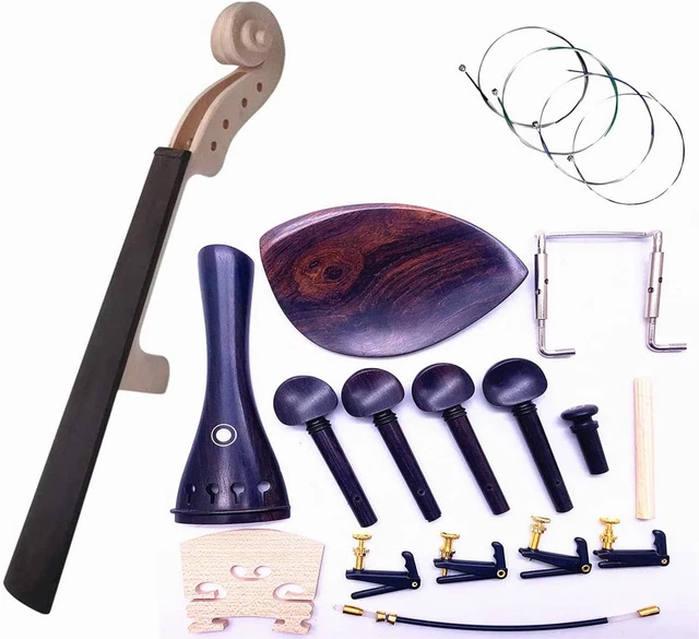 17Pcs 4/4 DIY Violin Accessories Kit Violin Neck & Fingerboard Wire Tailpiece Fi