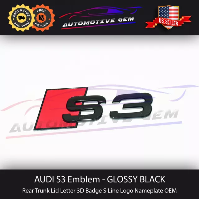 Audi S3 Emblem GLOSS BLACK Rear Trunk Lid Letter Badge S Line Logo Nameplate