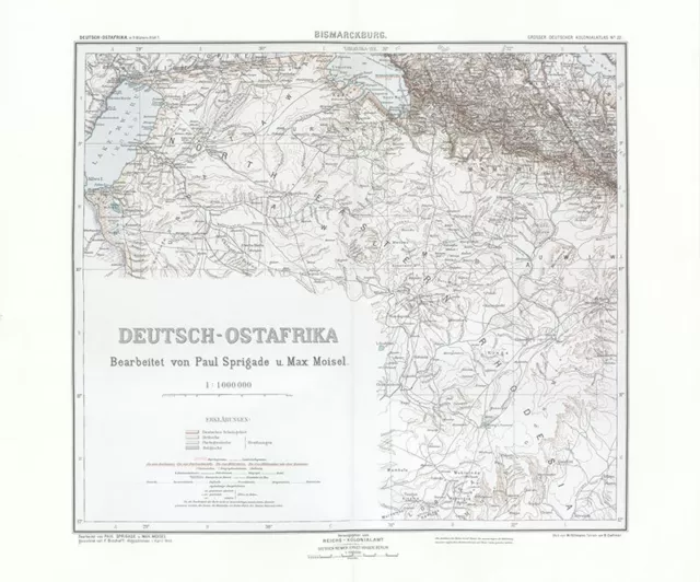 Deutsch Ostafrika - Bismarckburg Tanganjika See Cameron Bay Kolonialatlas 17