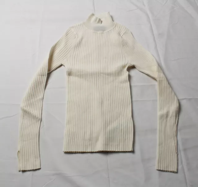 ASOS Design Women's Rib Knit Turtle Neck Long Sleeved Top LB3 Cream Size US 6