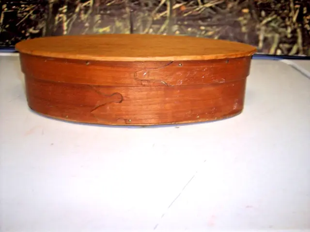 Shaker Style Oval Cherry Finger Joint Pantry Box, Lancaster Pa.