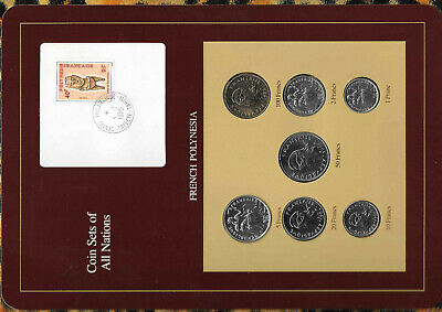 Coin Sets of All Nations French Polynesia card 1984-1986 UNC 1,2,5,100 Francs 86