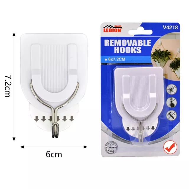 White Removable Hooks Self Adhesive Wall Hanging Utility Hook 4 Sizes