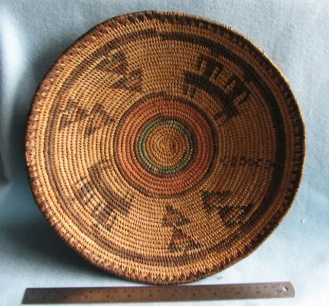 Vtg Nigerian African Hausa Wedding Basket Woven Coil Round, Southwester Decor