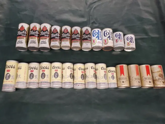 VTG Coors, Stroh's, Michelob, & Colt 45 Empty Beer Cans various sizes Lot of 25