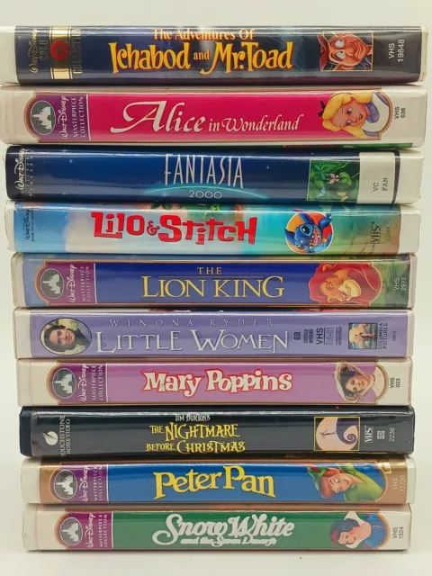 Lot Of 10 VHS Family Movies - Disney - Lion King, Snow White, Lilo & Stitch